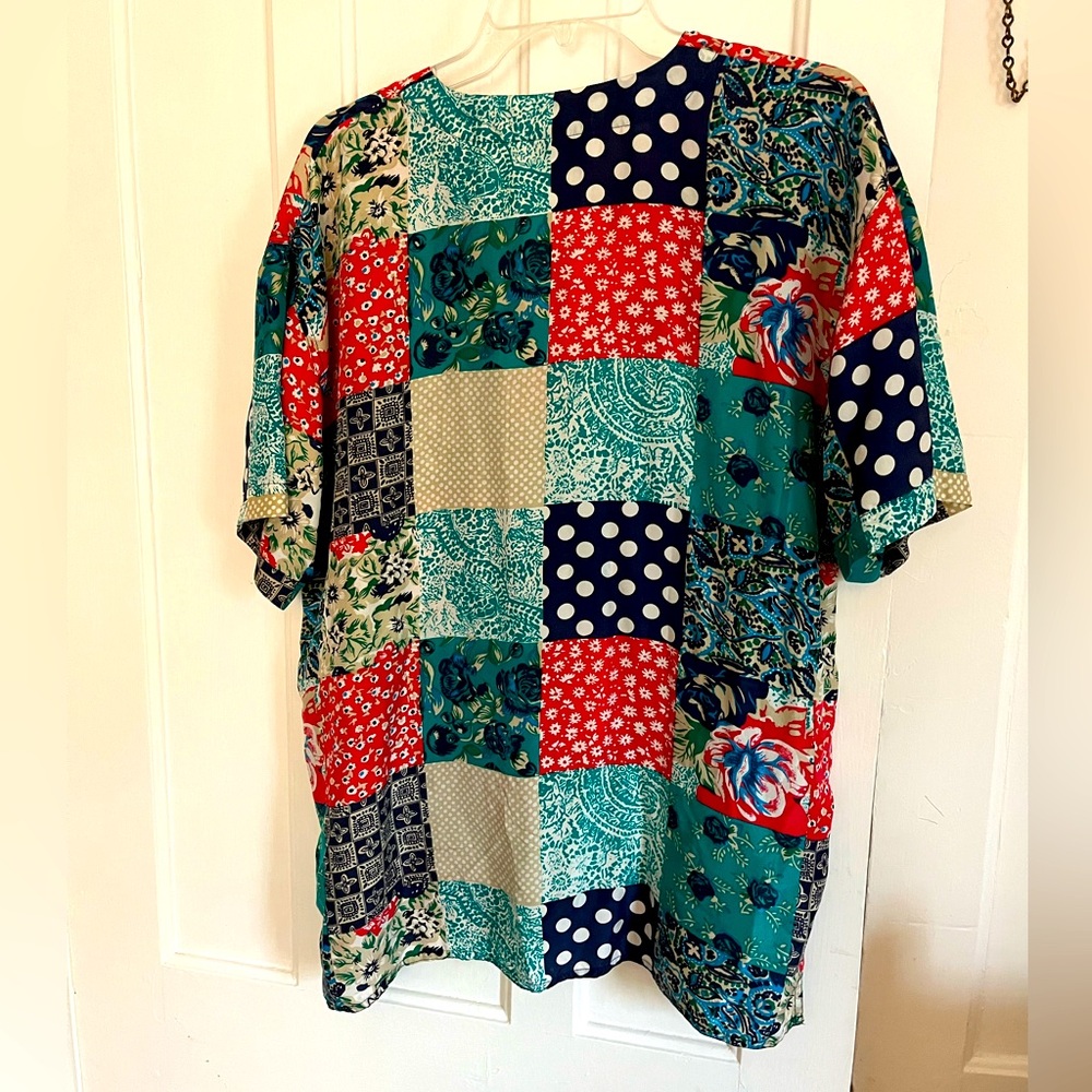 Silk Exchange Multicolor Silk Patchwork Shirt Siz… - image 3